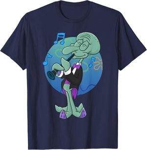 Mademark x SpongeBob SquarePants - Squidwards Playing "Clarry" The Clarinet T-Shirt - T-Shirt | Navy