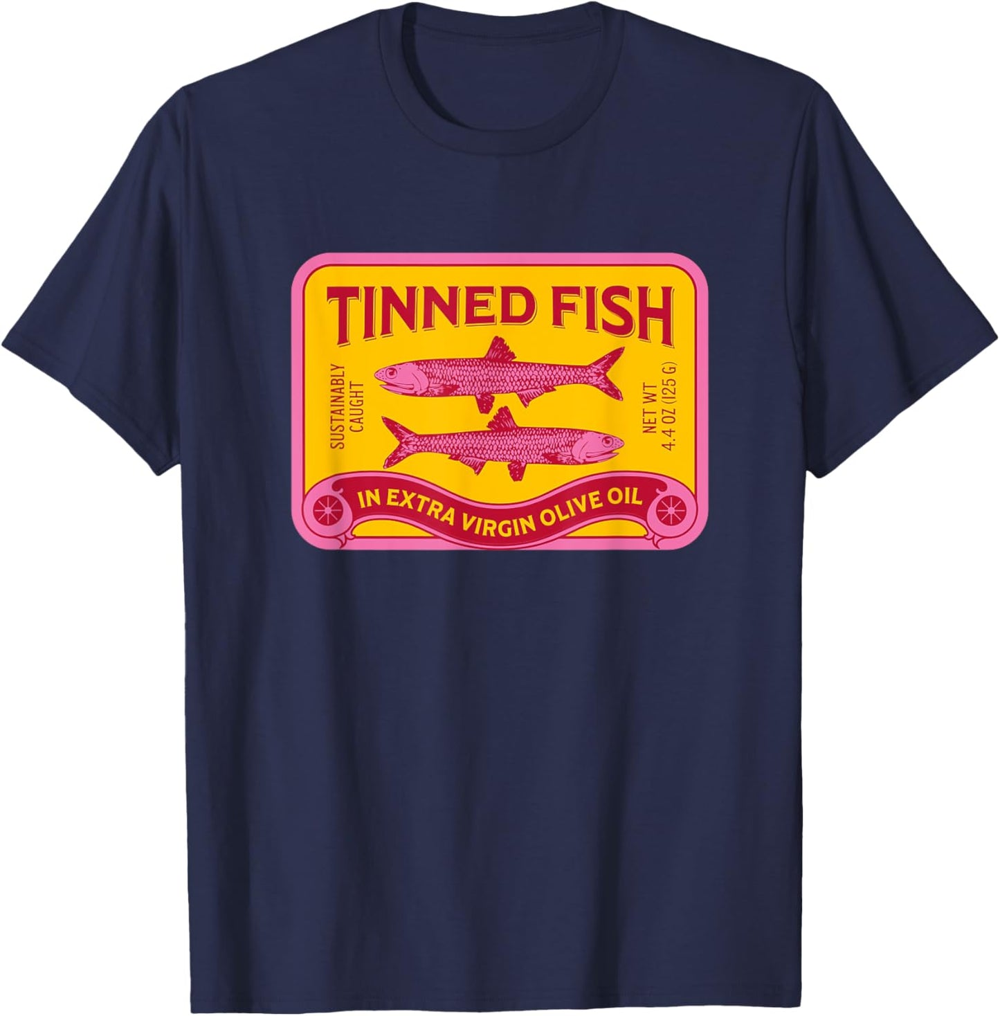 Tinned Fish, Tinned Sardines, Fish Lover Design T-Shirt - T-Shirt | Navy