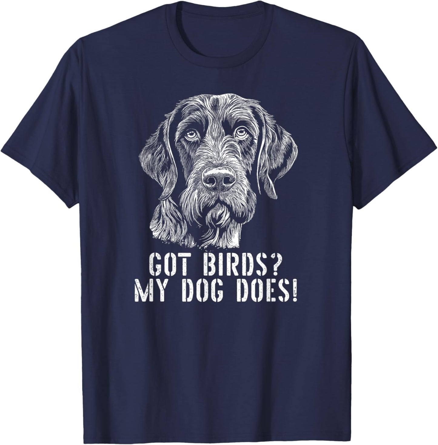 German Wirehaired Pointer hunting dog hunter dog head hunt T-Shirt - T-Shirt | Navy