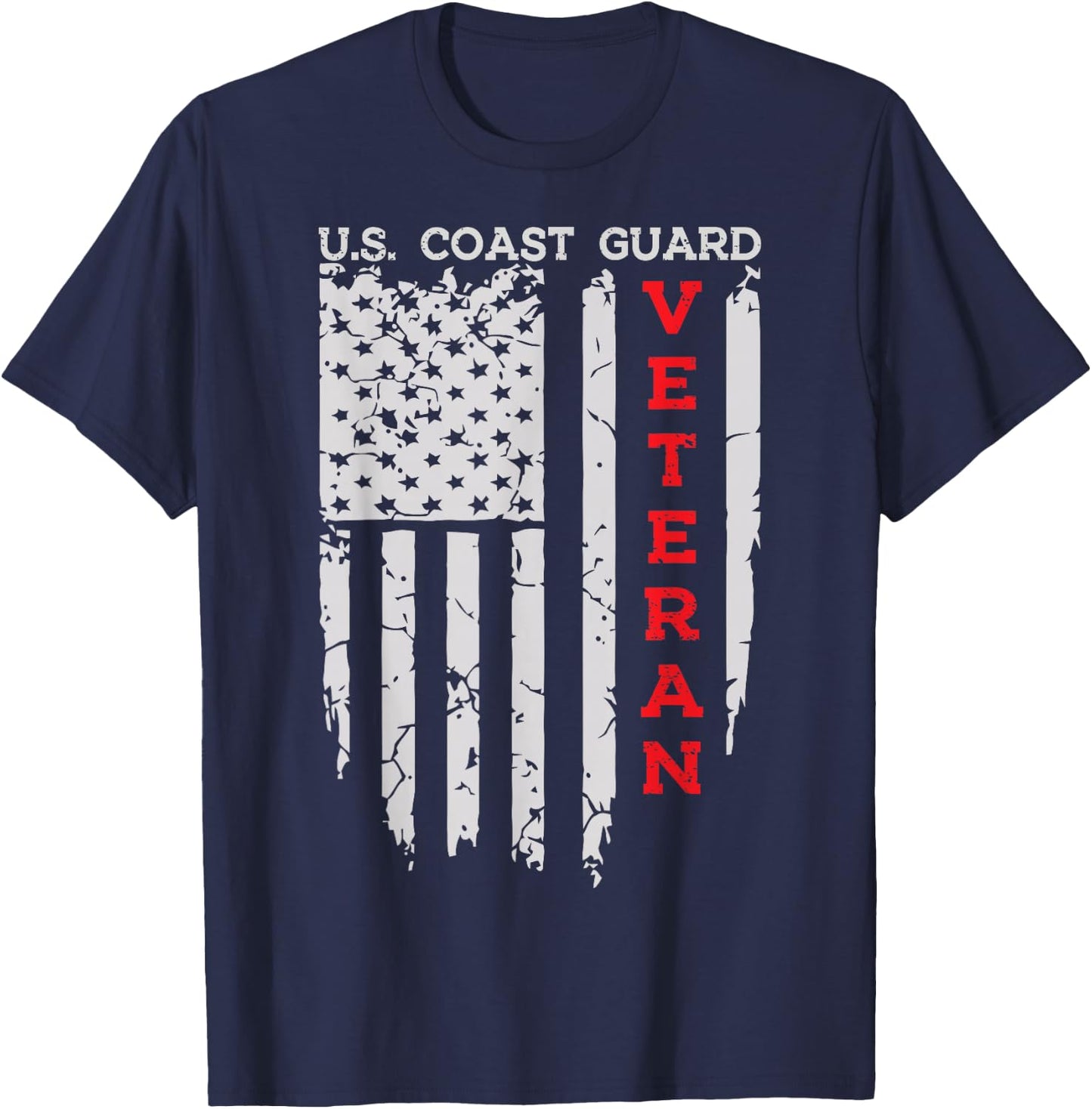 US Coast Guard Veteran USCG American Flag T-Shirt - T-Shirt | Navy