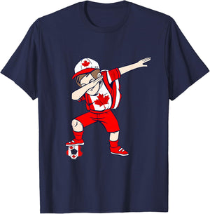 Canadian Soccer Team Dabbing Boy Canadian Roots Canada T-Shirt - T-Shirt | Navy