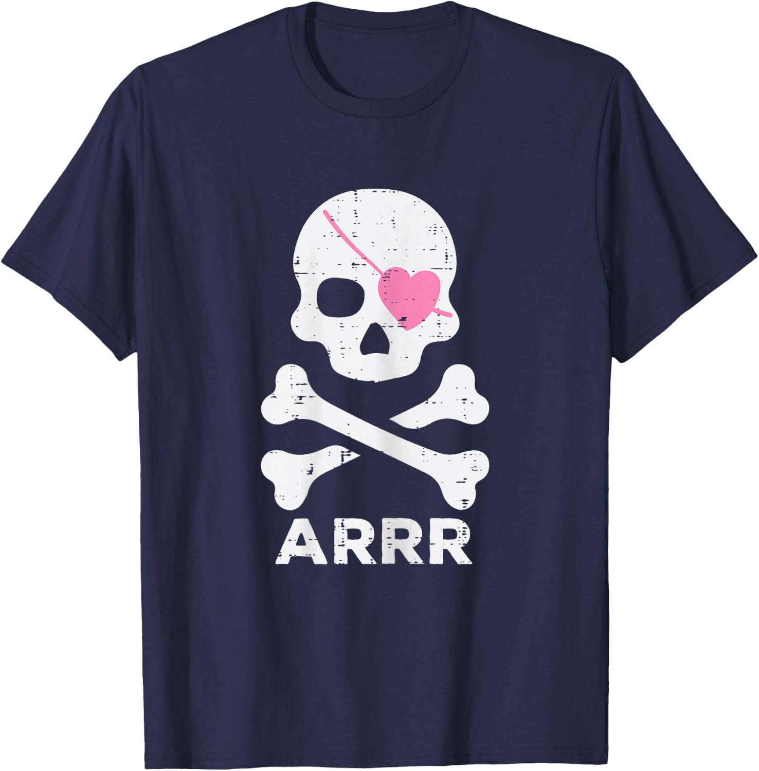 Arrr Pirate Heart Eyepatch Halloween Women Toddler Girl Kids T-Shirt - T-Shirt | Navy