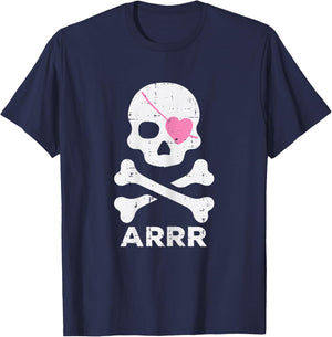 Arrr Pirate Heart Eyepatch Halloween Women Toddler Girl Kids T-Shirt - T-Shirt | Navy