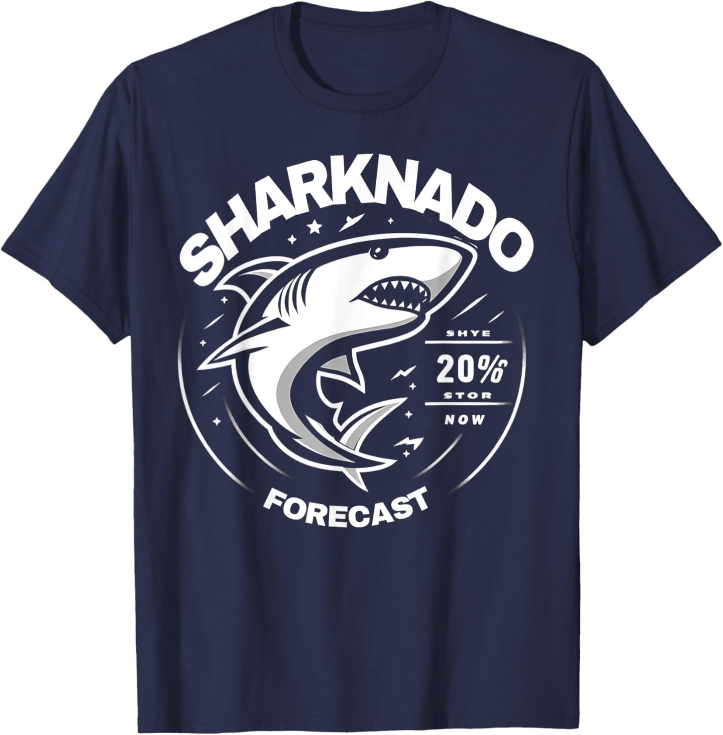 Shark Sharknado Forecast Funny Graphic T-Shirt - T-Shirt | Navy
