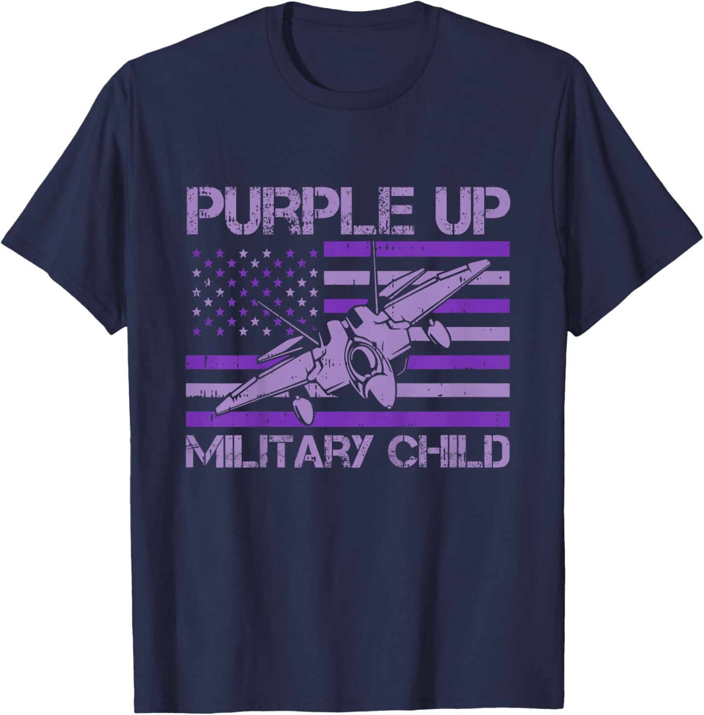 Kids Purple Up Military Child American Flag Army Soldier Child T-Shirt - T-Shirt | Navy