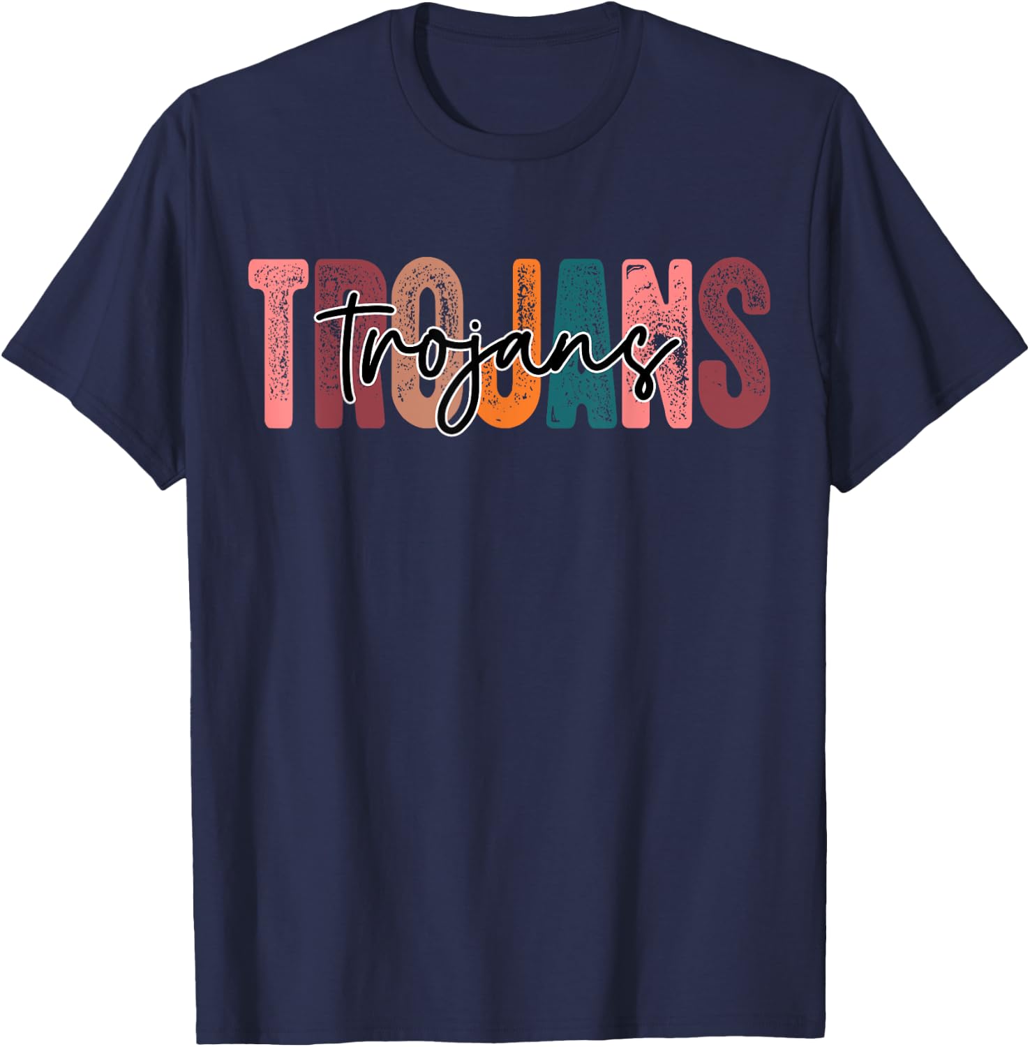 Trojans School Sports Fan Team Spirit T-Shirt - T-Shirt | Navy