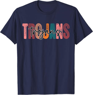 Trojans School Sports Fan Team Spirit T-Shirt - T-Shirt | Navy