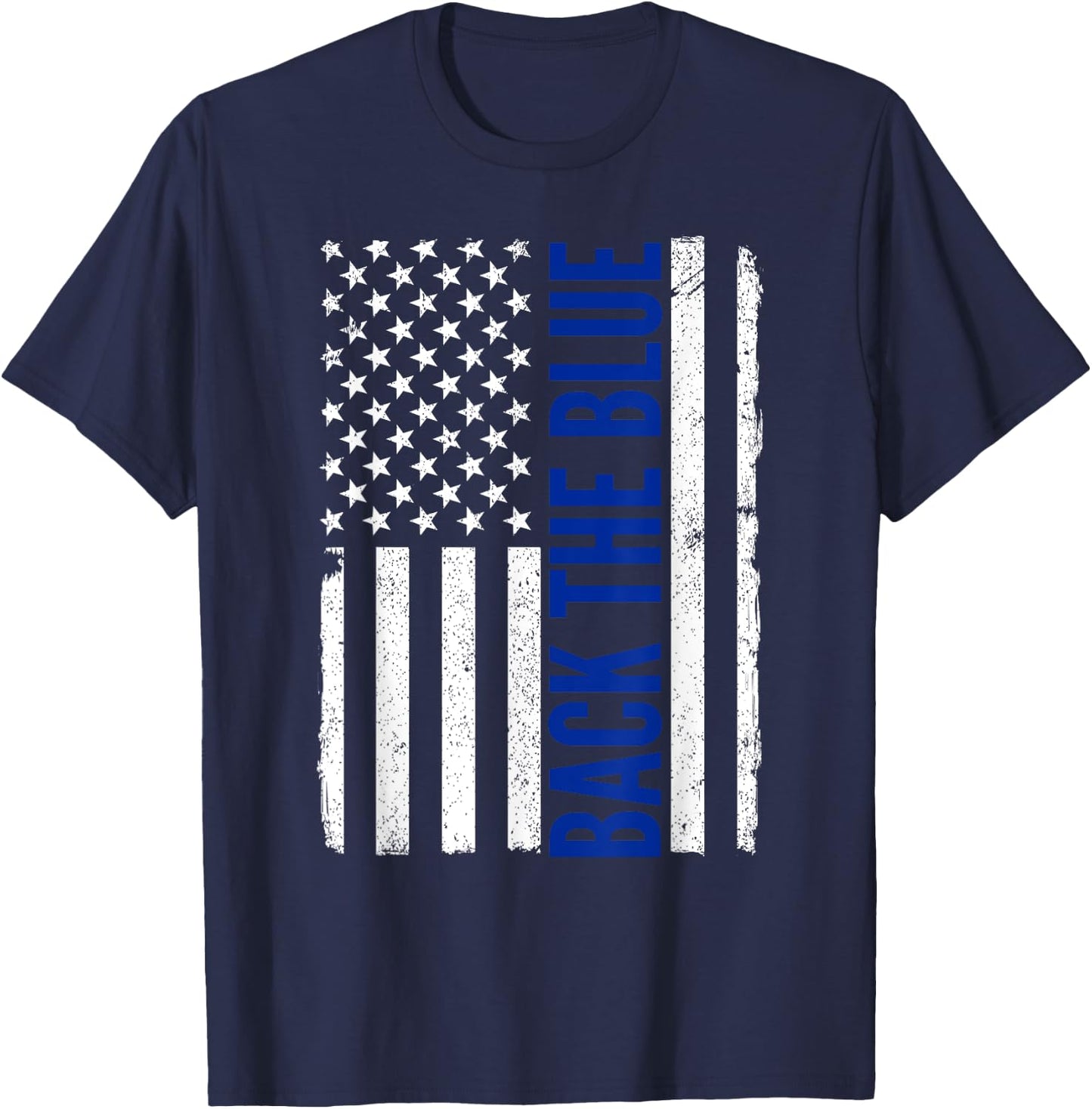Back the Blue - Thin Blue Line Flag - Pro Police Support T-Shirt - T-Shirt | Navy