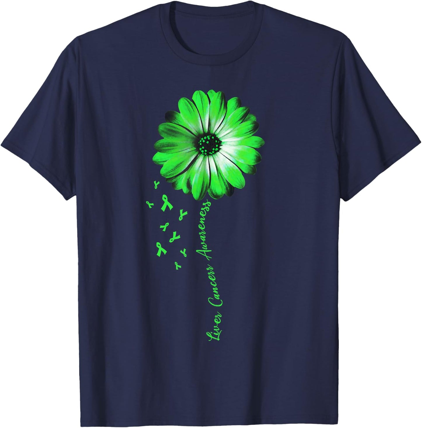 Daisy Flower Liver Cancer Awareness Gifts T-Shirt - T-Shirt | Navy