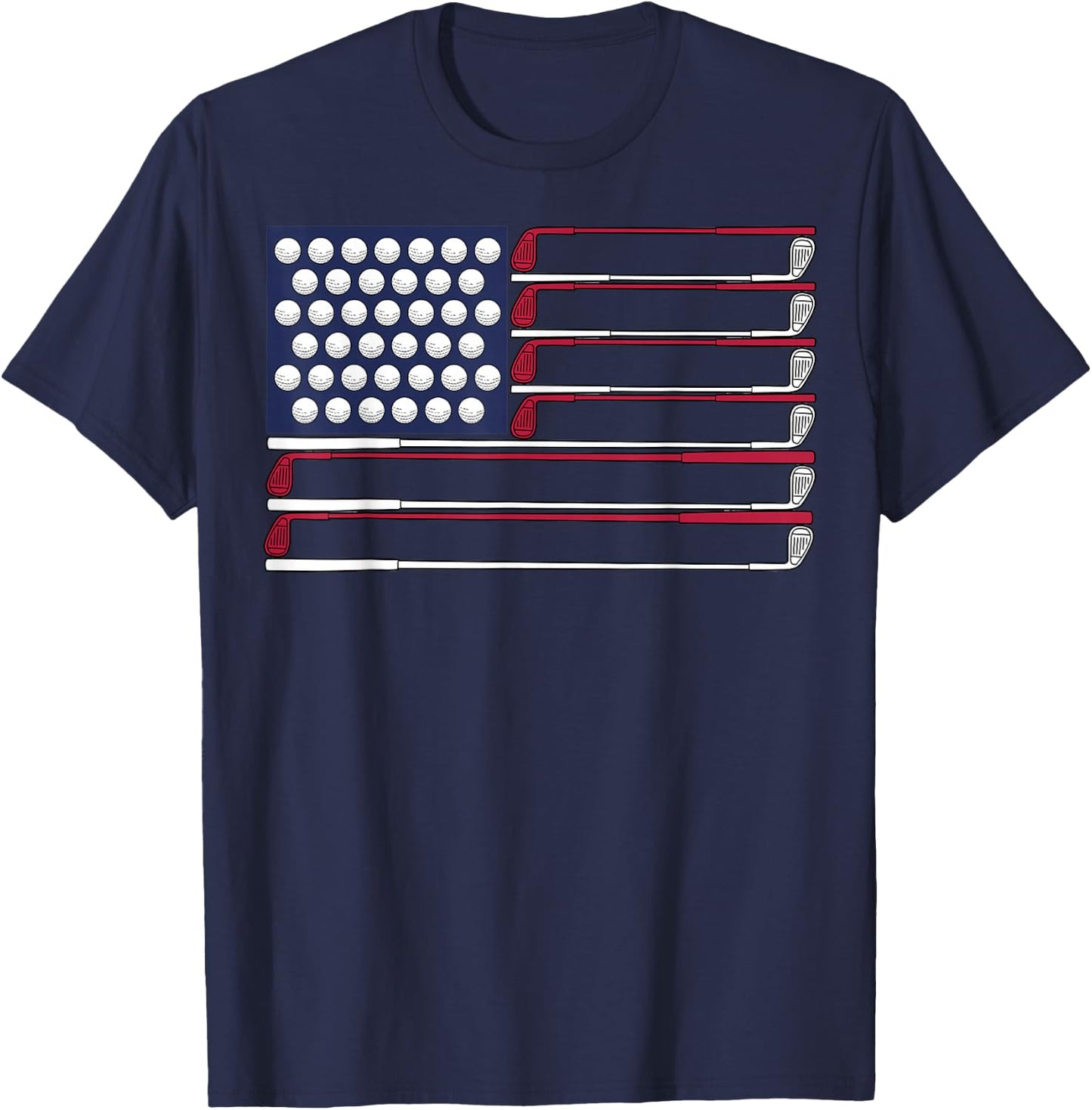 Patriotic Golf American 4th of July Golf Clubs American Flag T-Shirt - T-Shirt | Navy