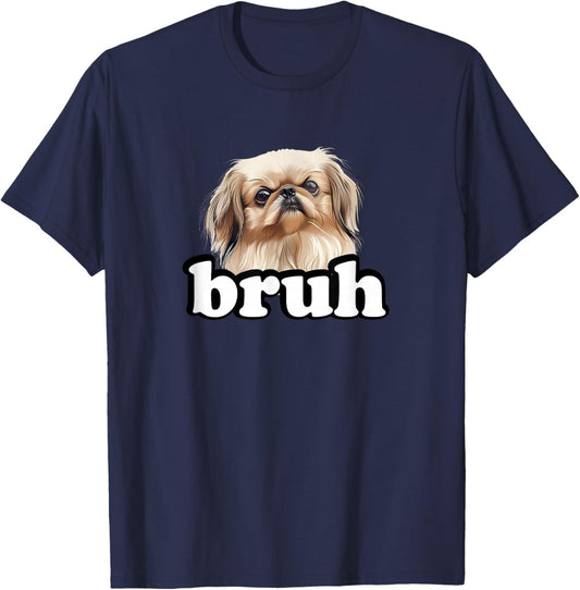 Cute Kids Bro Bruh Pekingese Dog Lover T-Shirt - T-Shirt | Navy
