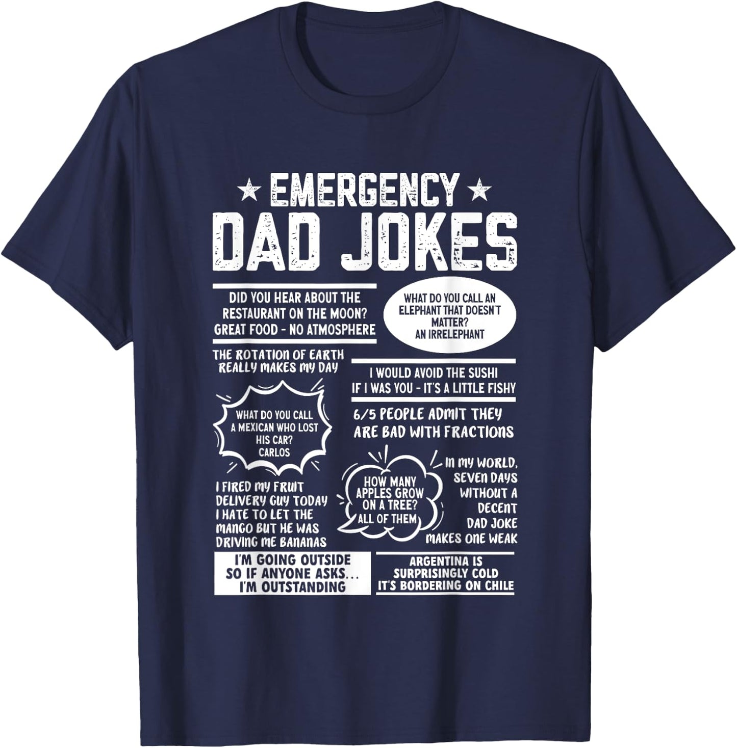 Emergency Dad Jokes Funny Pun Dad Joke T-Shirt - T-Shirt | Navy