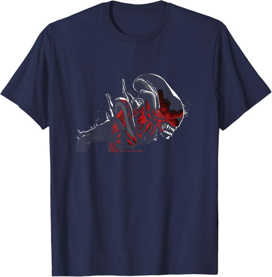 Alien: Romulus Xenomorph Red Distressed Glow T-Shirt - T-Shirt | Navy