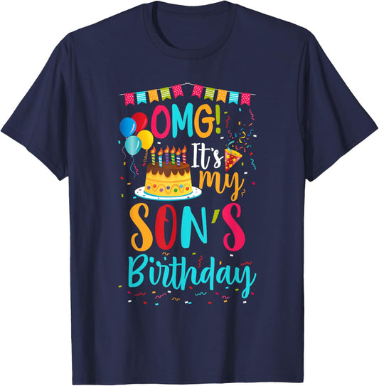 OMG It's My Son's Birthday Happy To Me You Mommy Daddy T-Shirt - T-Shirt | Navy