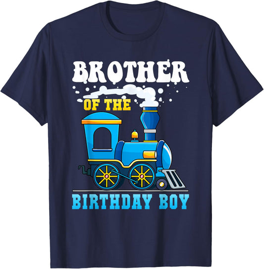 Brother of the Birthday Boy Train Party Family Matching T-Shirt - T-Shirt | Navy