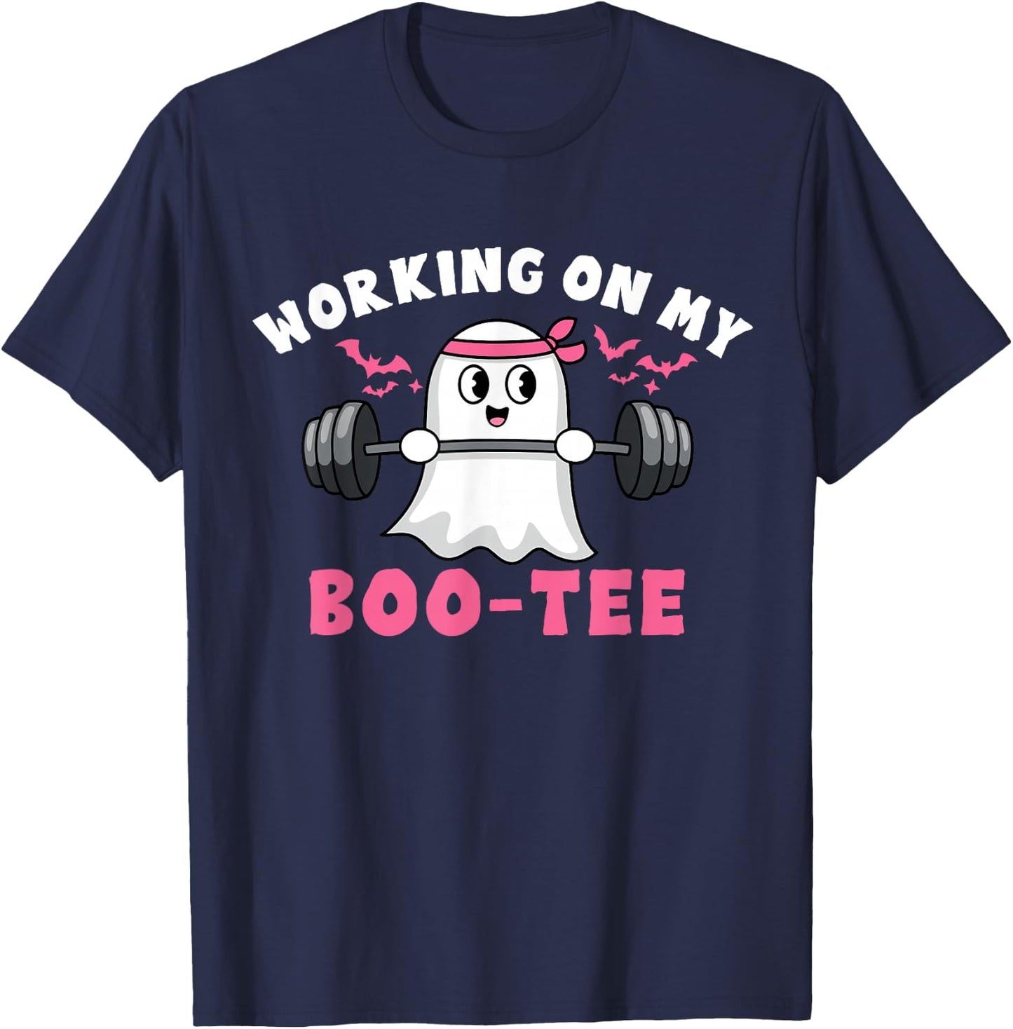 Working on My Boo Halloween Dead Lift Ghost Gym T-Shirt - T-Shirt | Navy