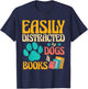 Vintage Library Easily Distracted by Books and Dogs T-Shirt - T-Shirt | Navy