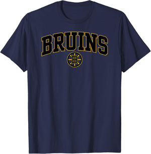 Boston Bruins Arch Over White Officially Licensed T-Shirt - T-Shirt | Navy
