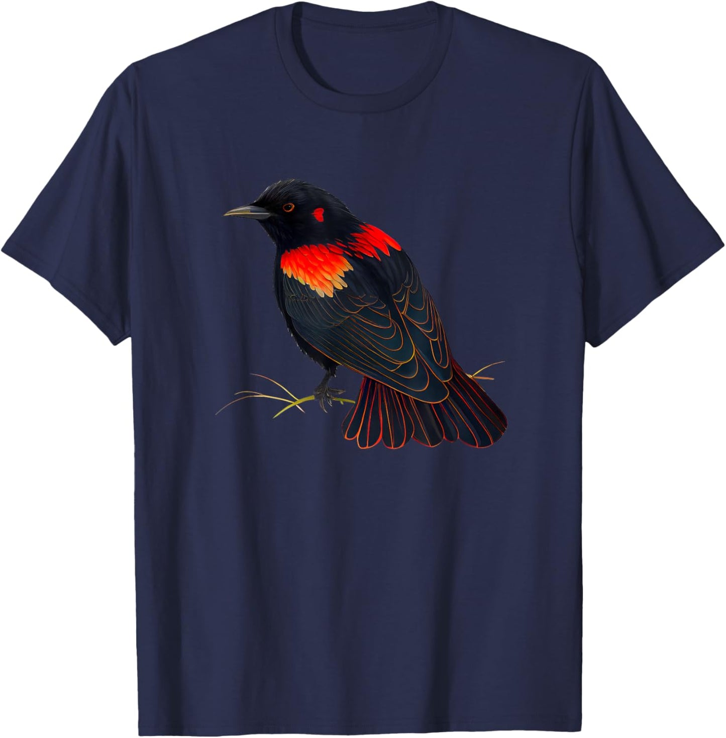 Red-Winged Blackbird Flying Red Winged Blackbird T-Shirt - T-Shirt | Navy