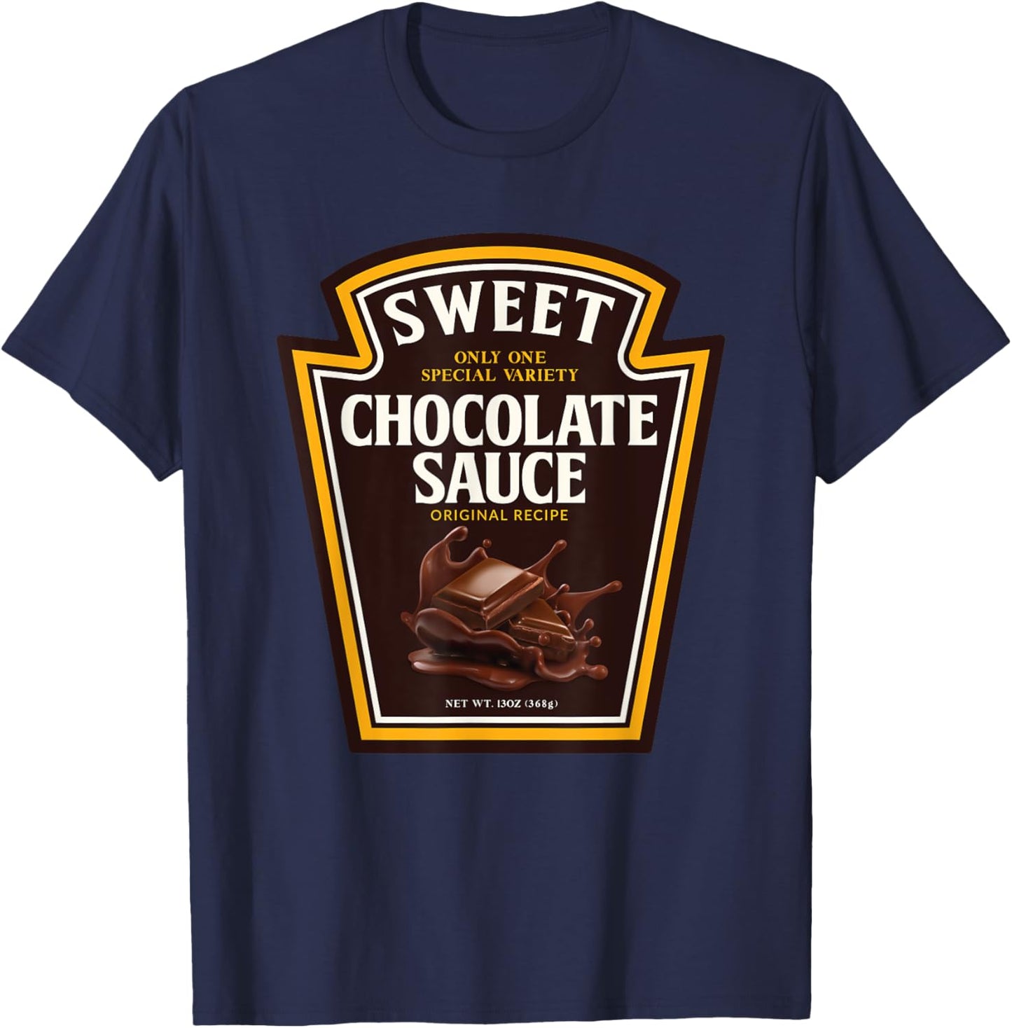 Sweet Chocolate Sauce Funny Bottle Label Condiment design T-Shirt - T-Shirt | Navy