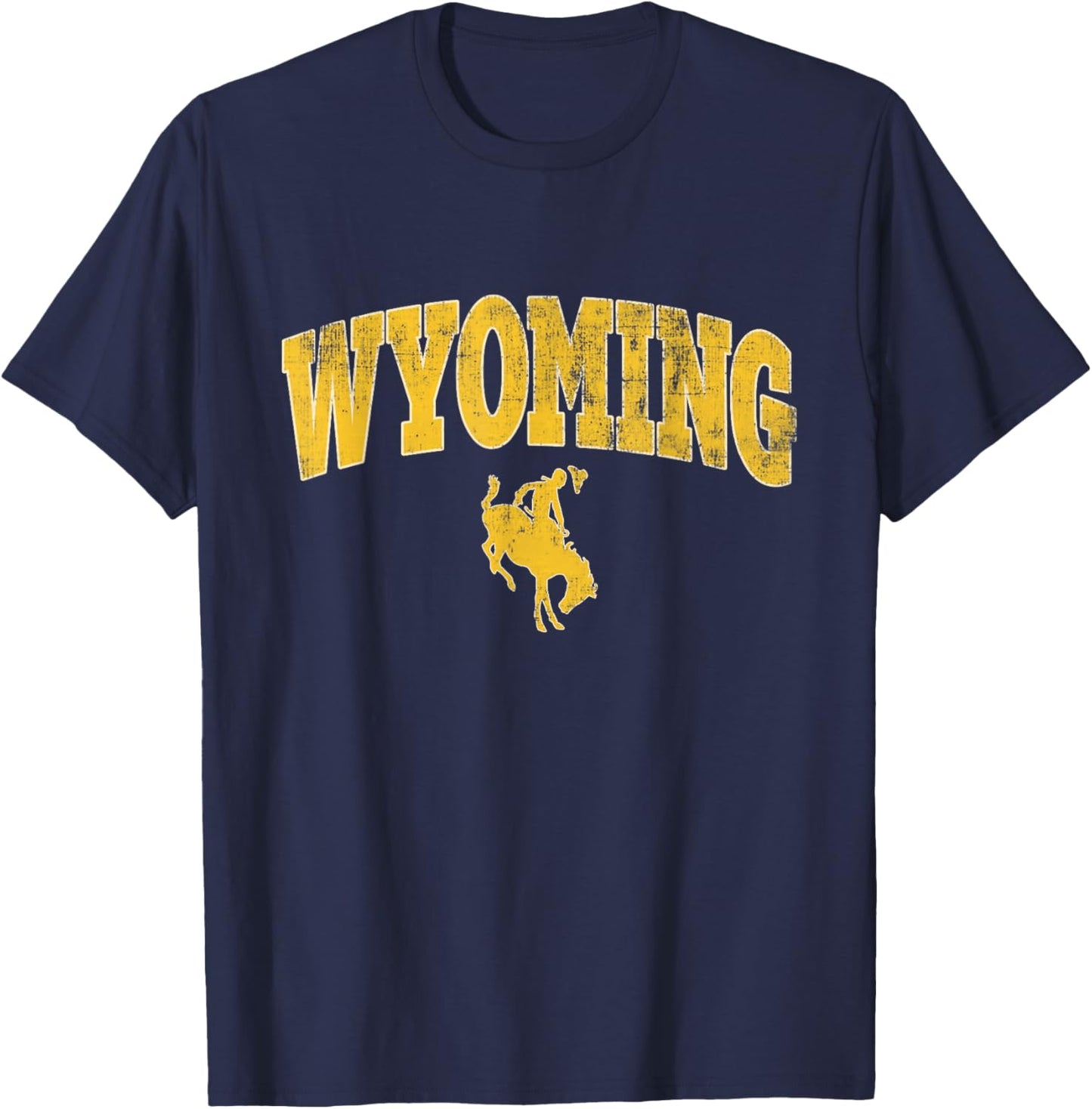 Wyoming Funny Retro Cowboy Riding A Bucking Horse T-Shirt - T-Shirt | Navy