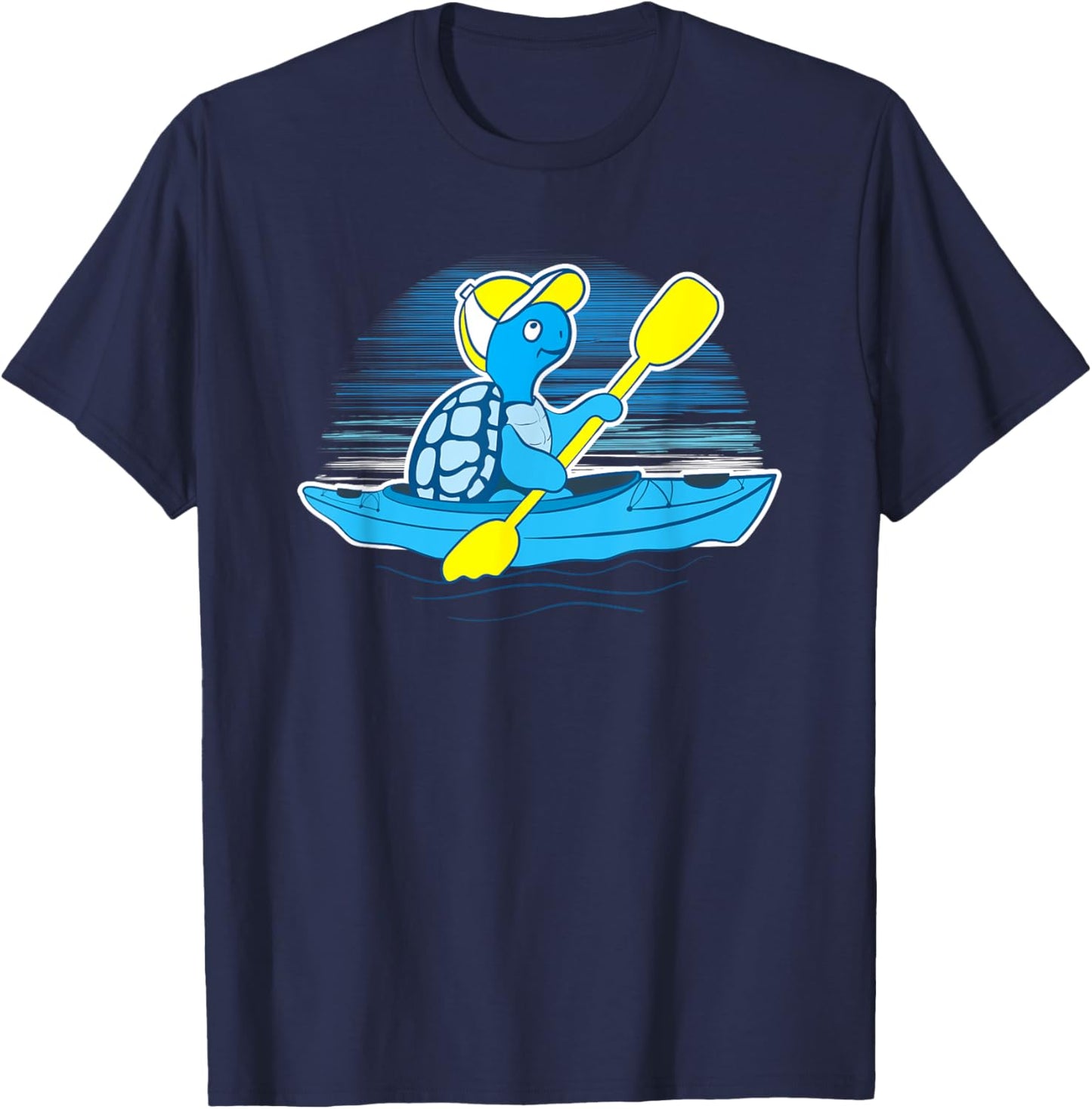 Tortoise Kayaker Kayaking Graphic Turtle Kayak T-Shirt - T-Shirt | Navy