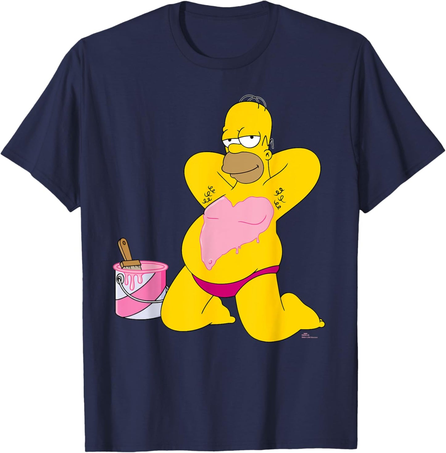 The Simpsons Homer Simpson Big Pink Heart Valentine’s Day T-Shirt - T-Shirt | Navy