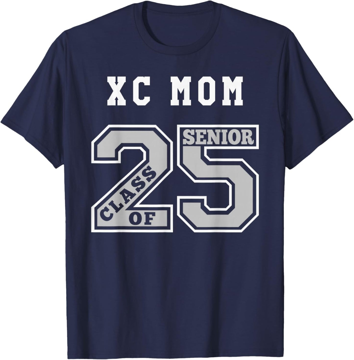 Senior Cross Country Mom 2025 - Groovy Xc Mom Senior 25 2 T-Shirt - T-Shirt | Navy