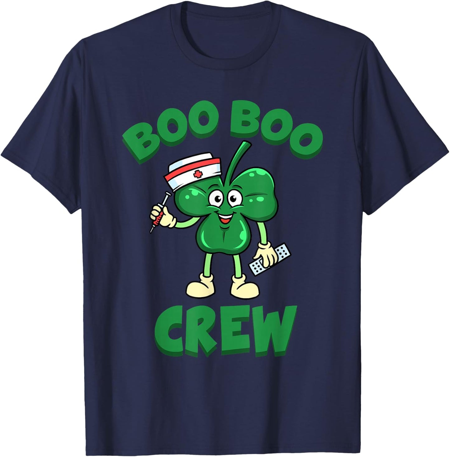 St Patrick's Day Nurse Shirt Boo Boo Crew Green Lucky T-Shirt - T-Shirt | Navy