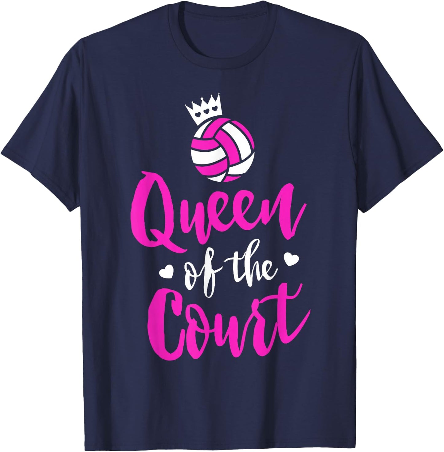 Volleyball Queen Shirt for Girls Cute Player Coach Gift T-Shirt - T-Shirt | Navy