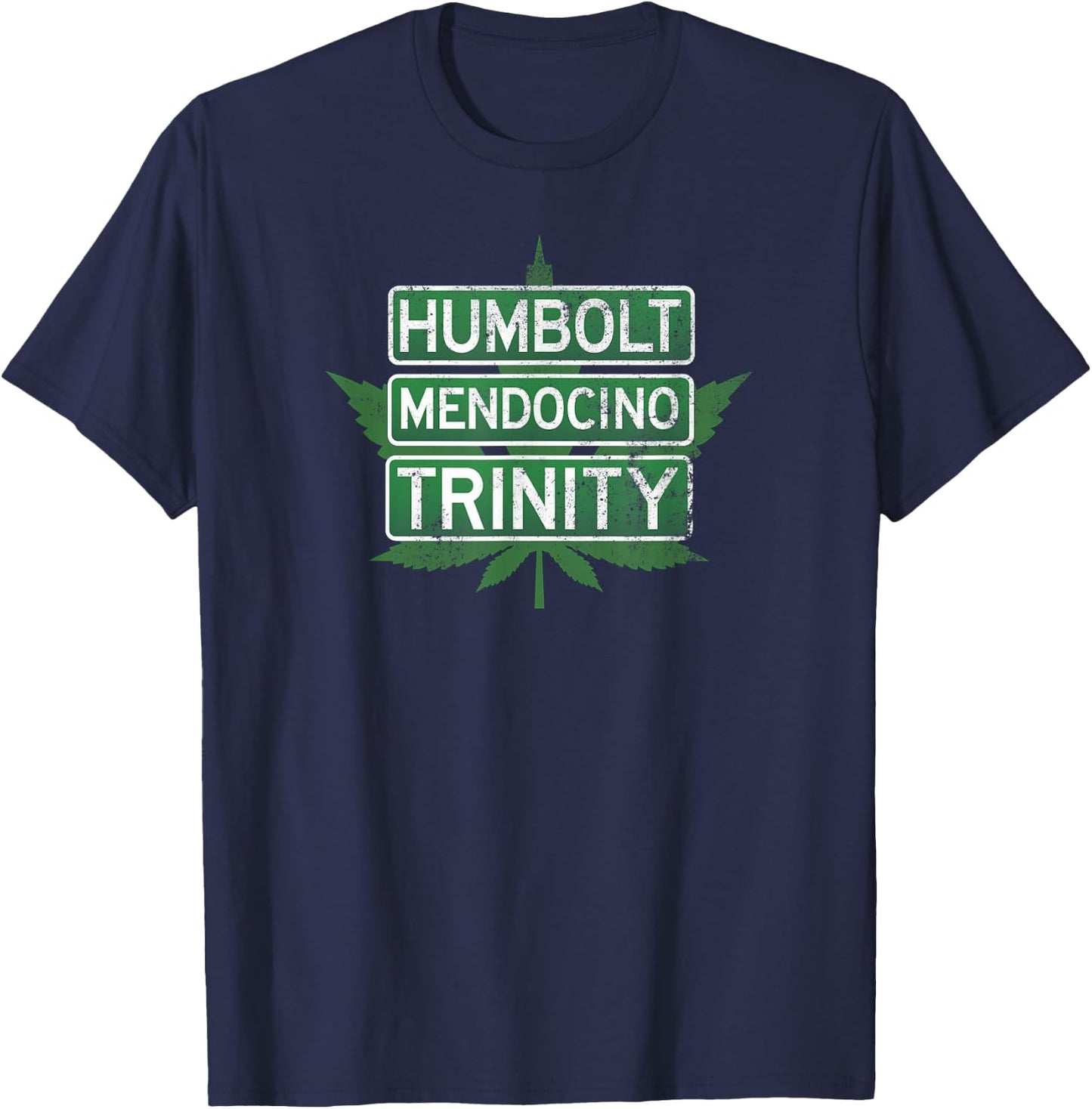 Humbolt Mendocino Trinity | Distressed Style T-Shirt - T-Shirt | Navy