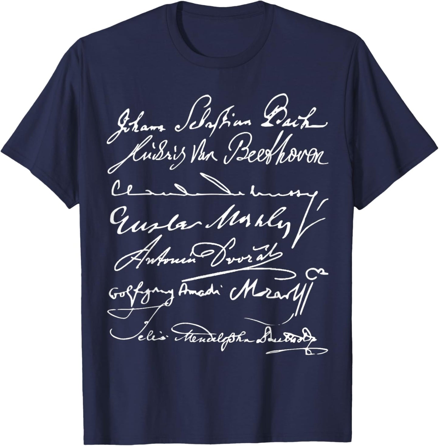 Jaydens Classical Music Merch -Adults Black Small Bach Mahler Beethoven Mozart Debussy T-Shirt - T-Shirt | Navy