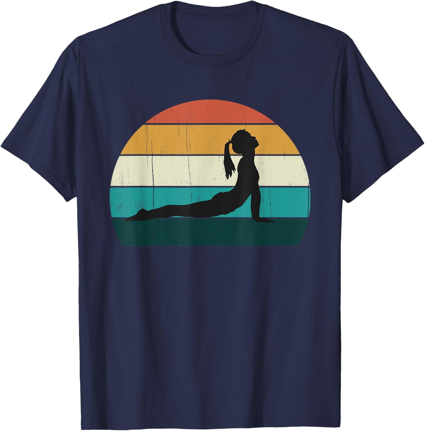 Retro Yoga Pose: Vintage Mind Meditation / Body Workout Gift T-Shirt - T-Shirt | Navy