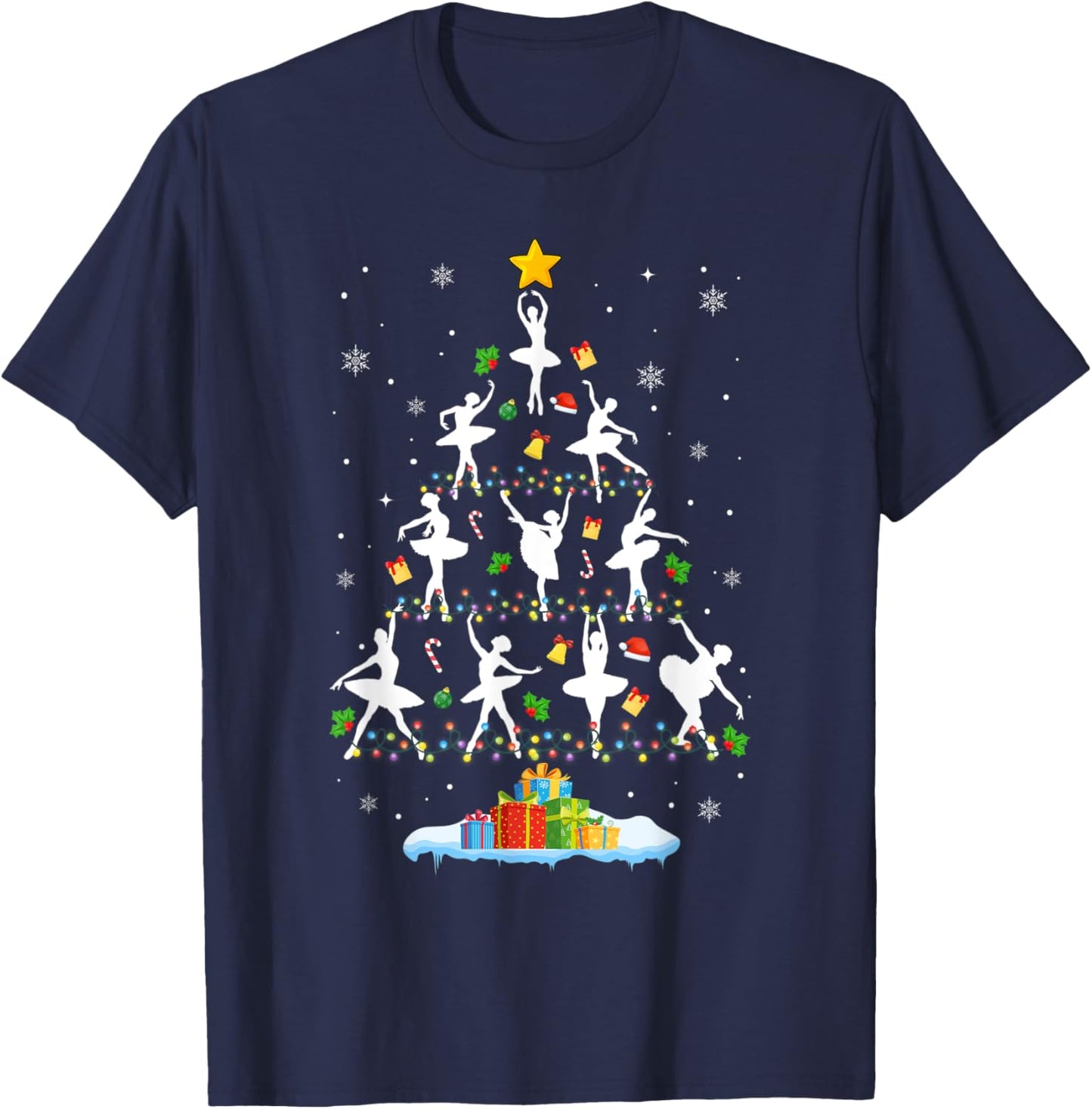 Ballet Christmas Tree Merry Christmas Ballet Dancer T-Shirt - T-Shirt | Navy