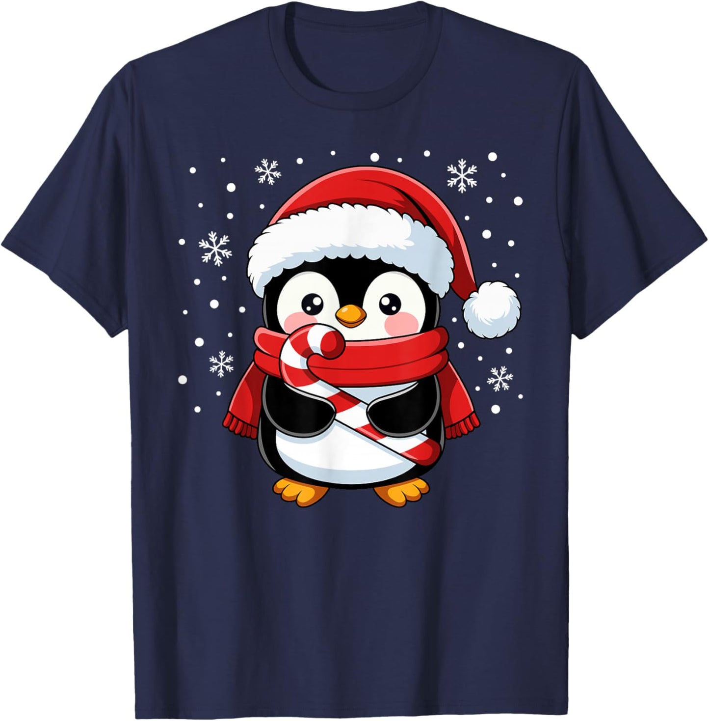 Penguin Christmas Candy Cane Winter Toddler Girl Boy Women T-Shirt - T-Shirt | Navy