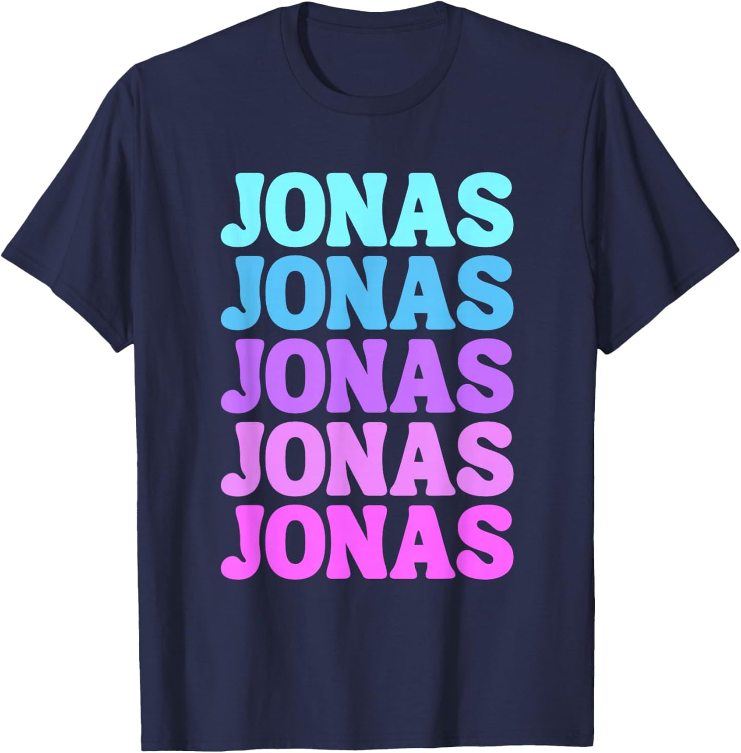 Retro Jonas First Name Boy Personalized Girl Groovy 80's T-Shirt - T-Shirt | Navy