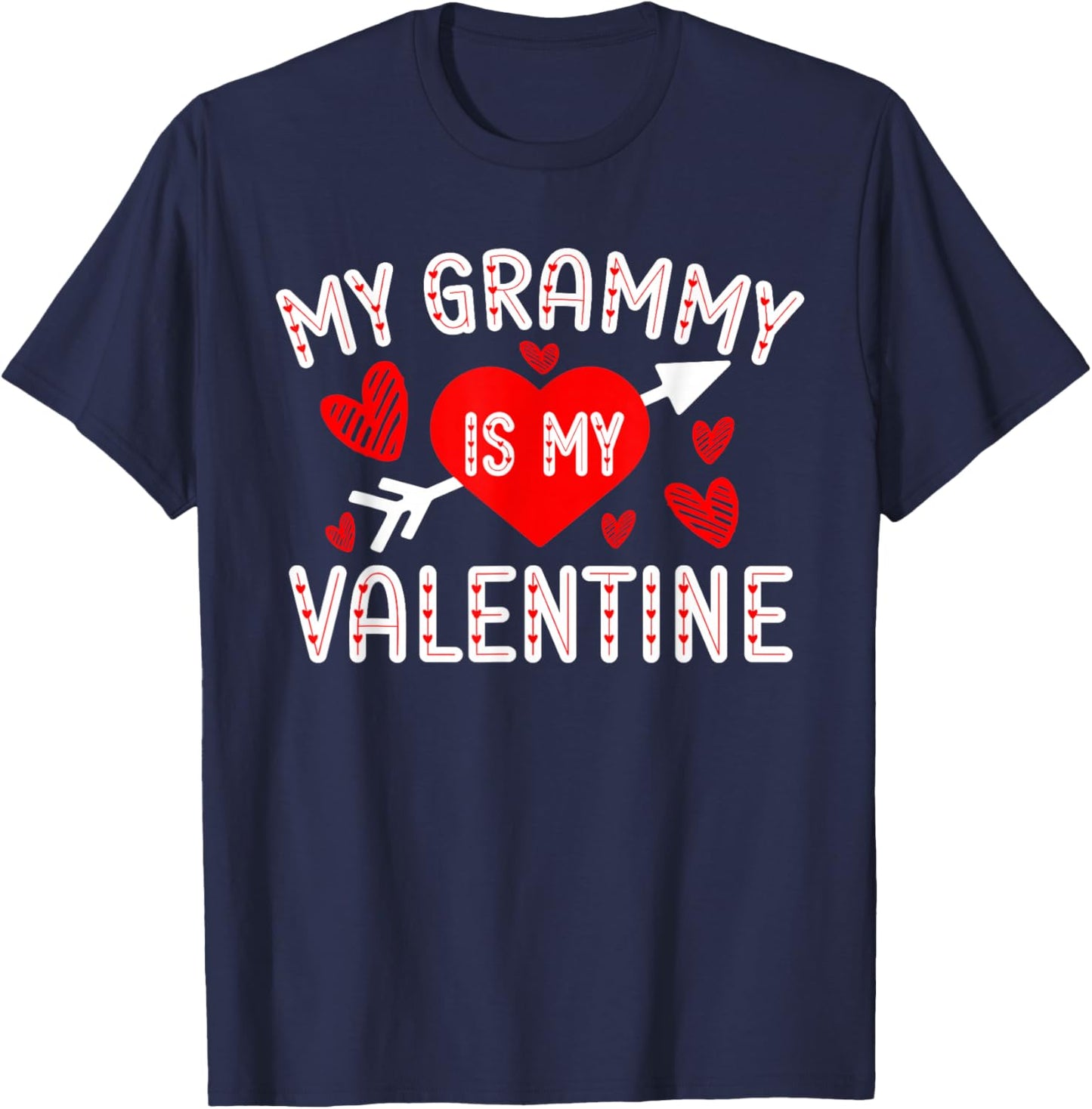 My Grammy Is My Valentine Cute Heart Valentine's Day T-Shirt - T-Shirt | Navy