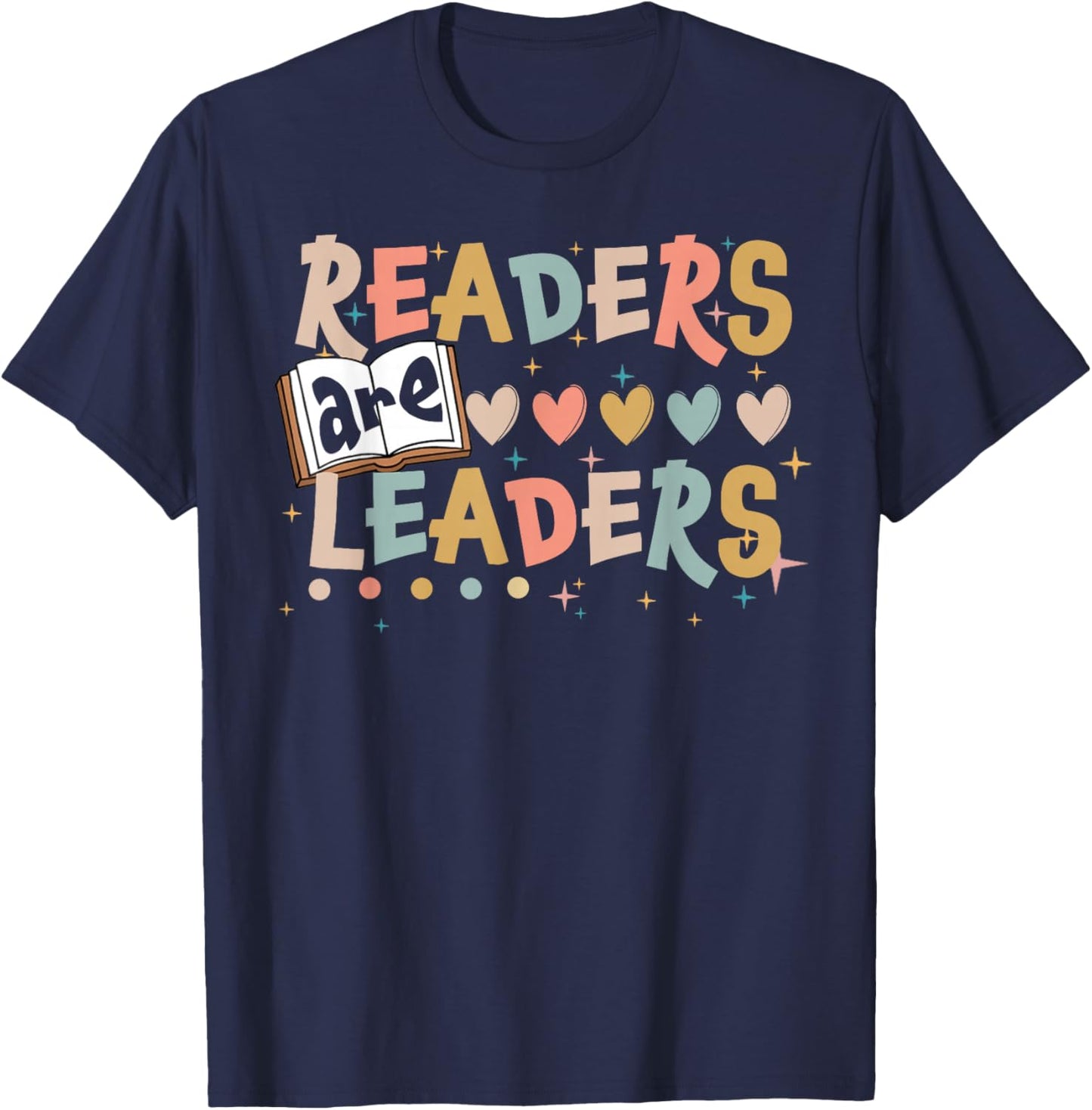Retro Readers Are Leaders Cute Heart Back To School T-Shirt - T-Shirt | Navy