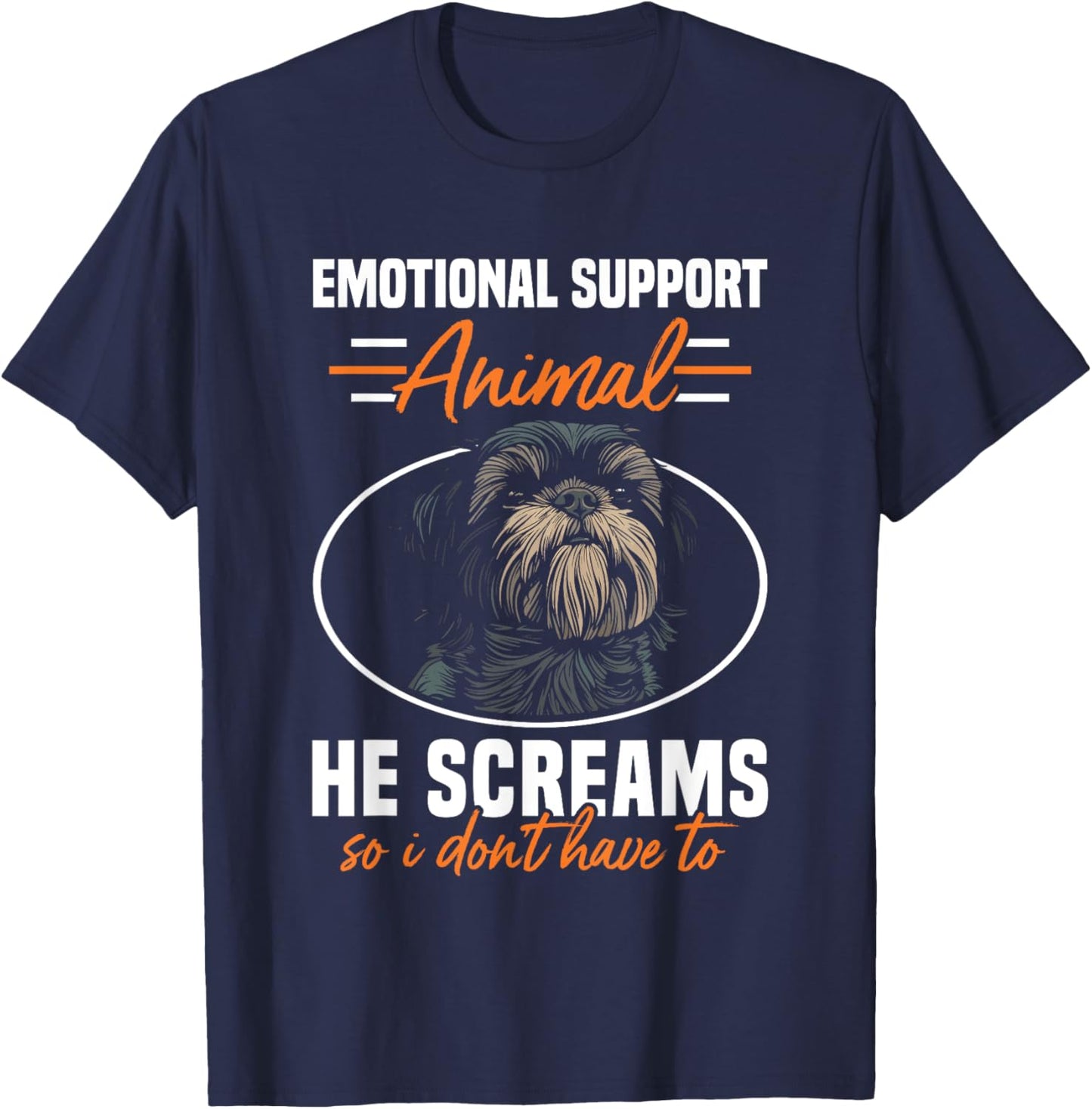 Emotional Support Animal Dog Breed Shih Tzu Dog Lover T-Shirt - T-Shirt | Navy