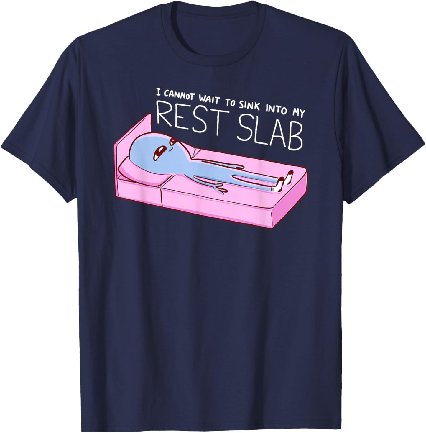 Threadless Nathan W. Pyle Strange Planet Rest Slab Graphic T-Shirt - T-Shirt | Navy
