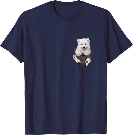 Dog Lovers Gifts Samoyed In Pocket Funny Dog Face T-Shirt - T-Shirt | Navy