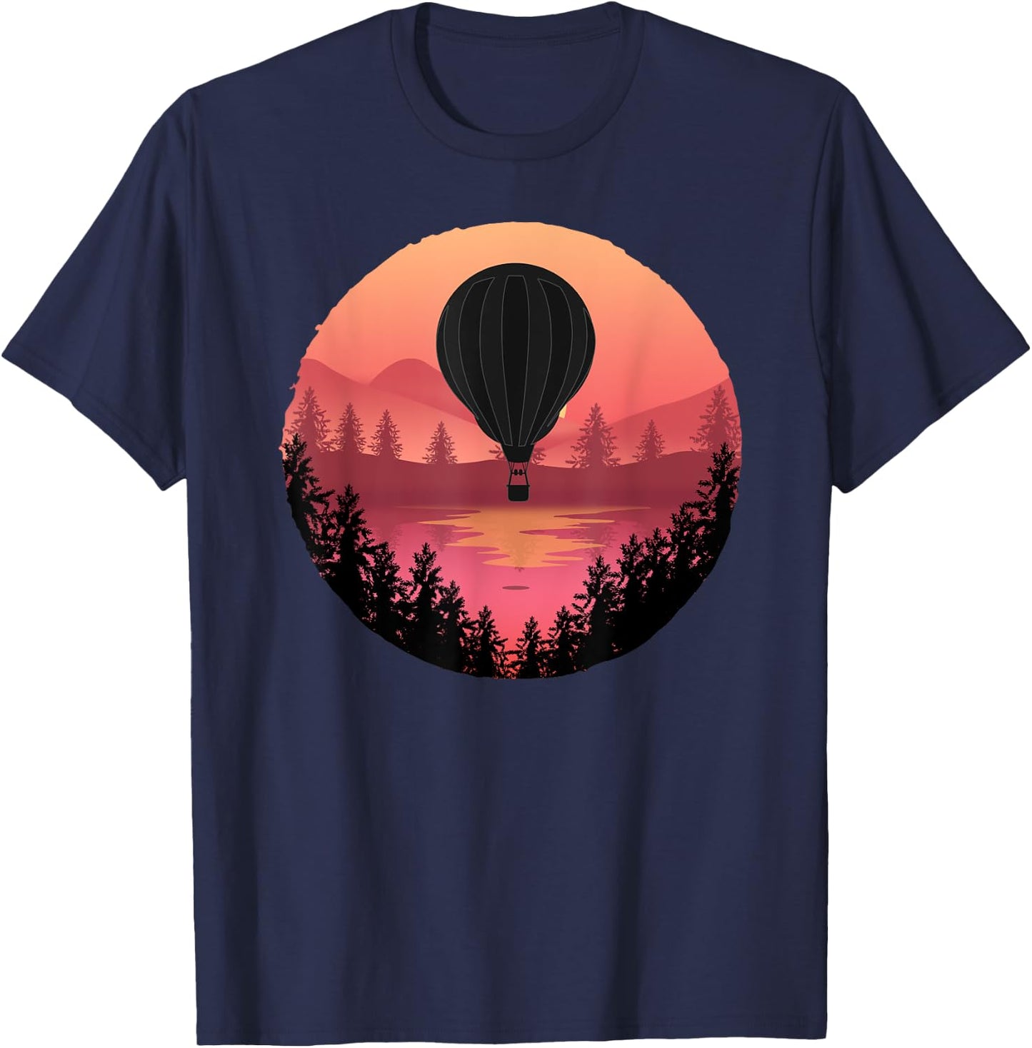 Pretty Flying Hot Air Balloon: Cool Sunset Ballooning Lovers T-Shirt - T-Shirt | Navy