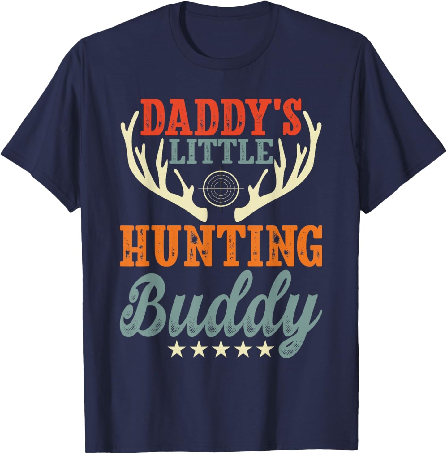 Retro Daddy's Little Hunting Buddy For Dad Boy Funny Deer T-Shirt - T-Shirt | Navy