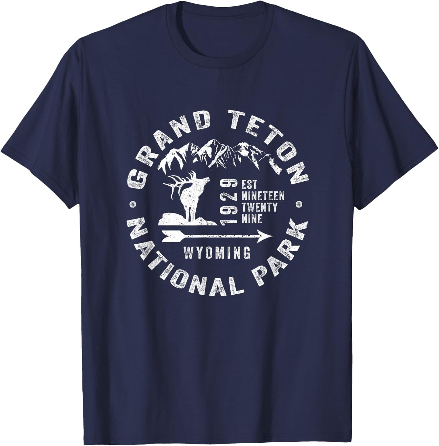 Grand Teton National Park Wyoming USA Elk Mountains Souvenir T-Shirt - T-Shirt | Navy