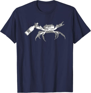 Crab Drinking Beer T-Shirt - T-Shirt | Navy