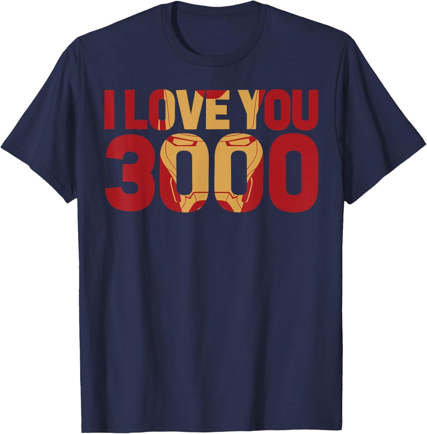 Marvel Avengers Endgame Iron Man I Love You 3000 Text Fill Small T-Shirt - T-Shirt | Navy