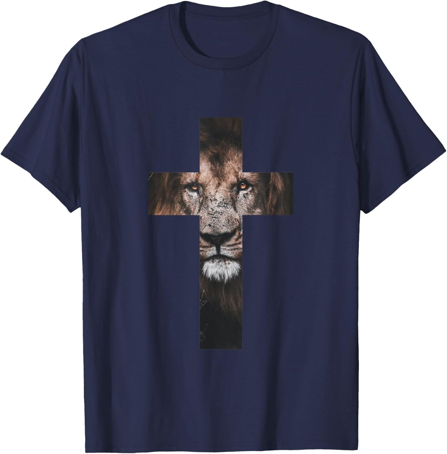 Lion Cross King Lord Jesus Bible Judah T-Shirt - T-Shirt | Navy
