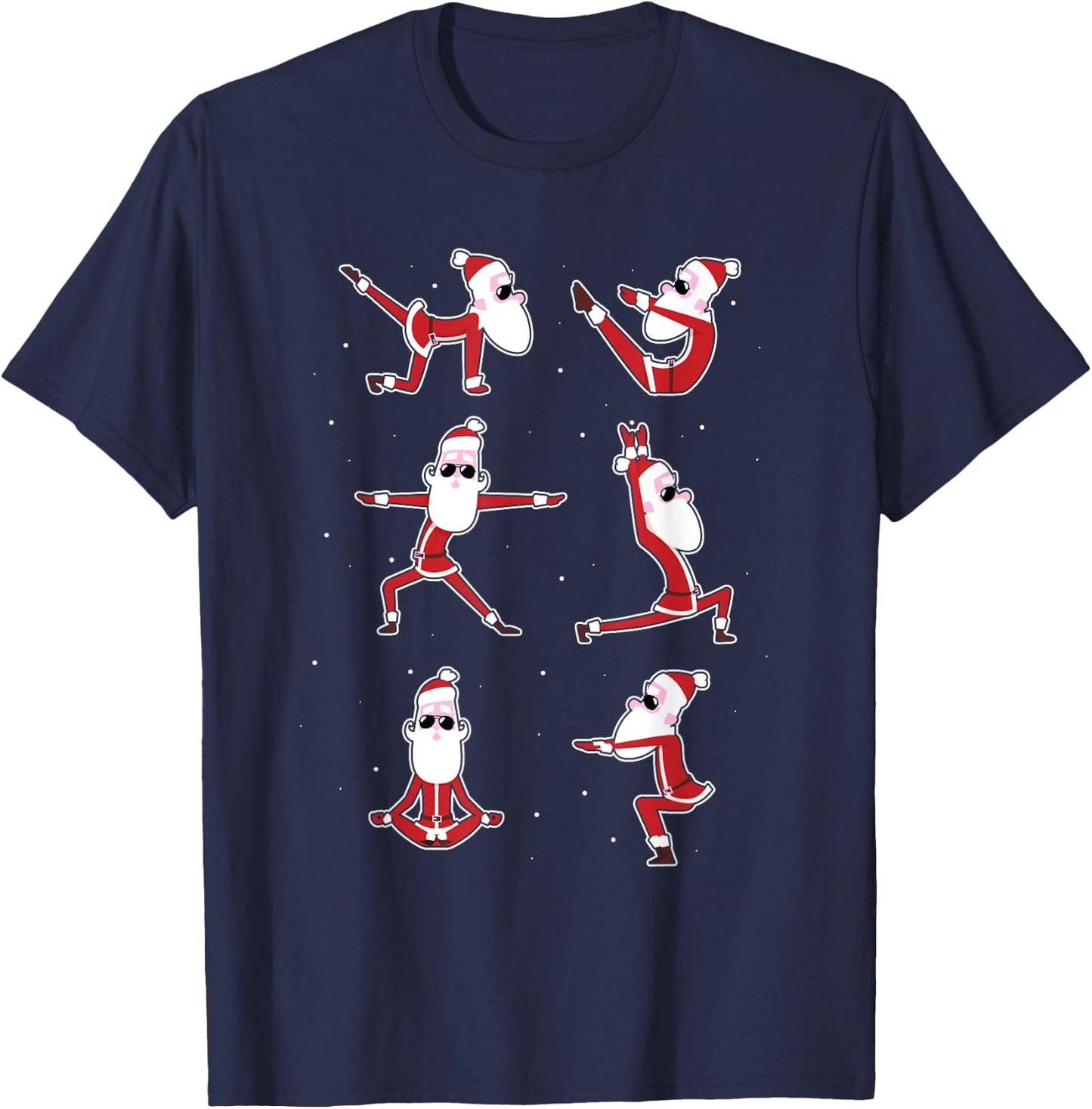 Santa Claus Yoga Meditation Cartoon Funny Christmas Gifts T-Shirt - T-Shirt | Navy