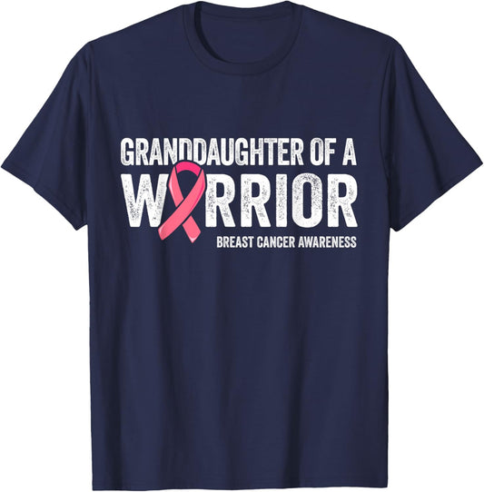 Granddaughter Of A Warrior Shirts, Breast Cancer Matching T-Shirt - T-Shirt | Navy