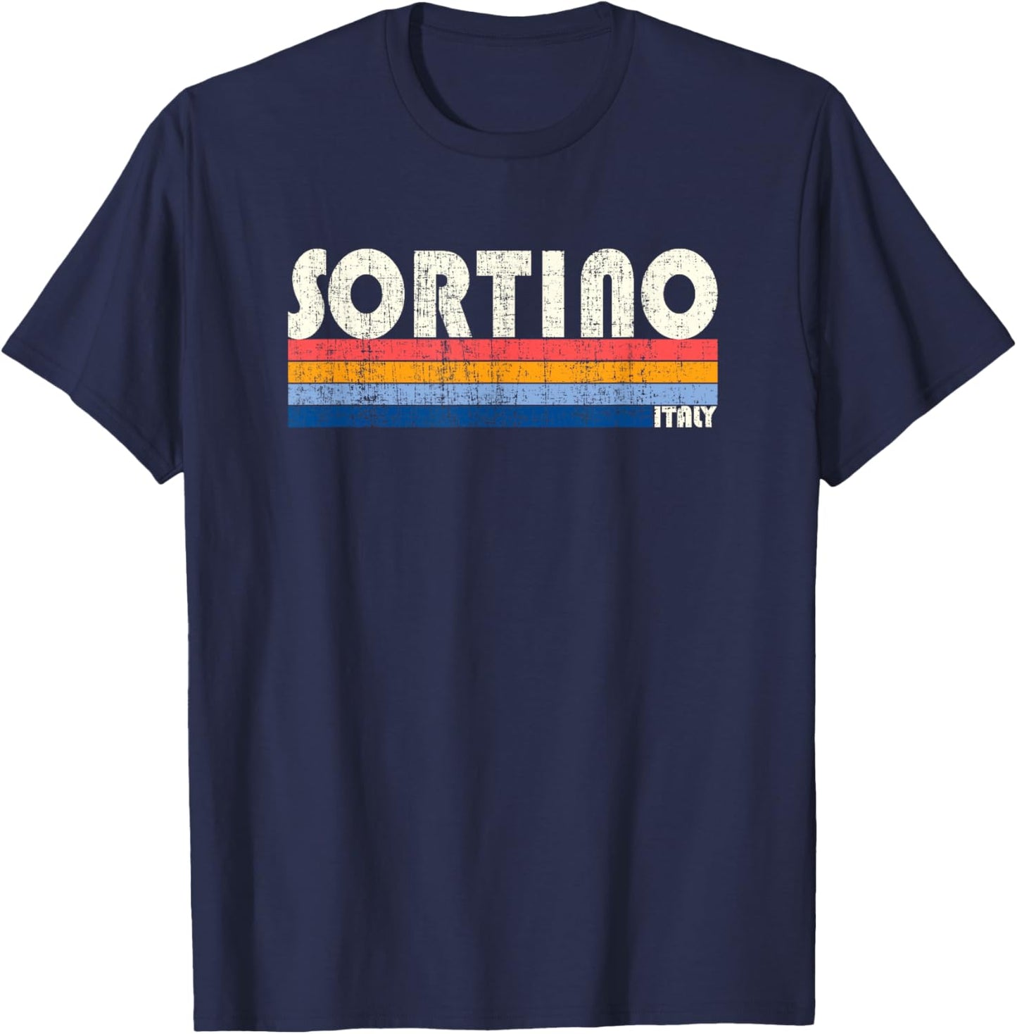 Sortino, Italy Retro 70s 80s Style T-Shirt - T-Shirt | Navy